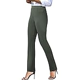 keriffe Women's Stretchy Yoga Dress Pants High Waisted Straight Leg Casual Work Business Office Slacks 4 Pockets