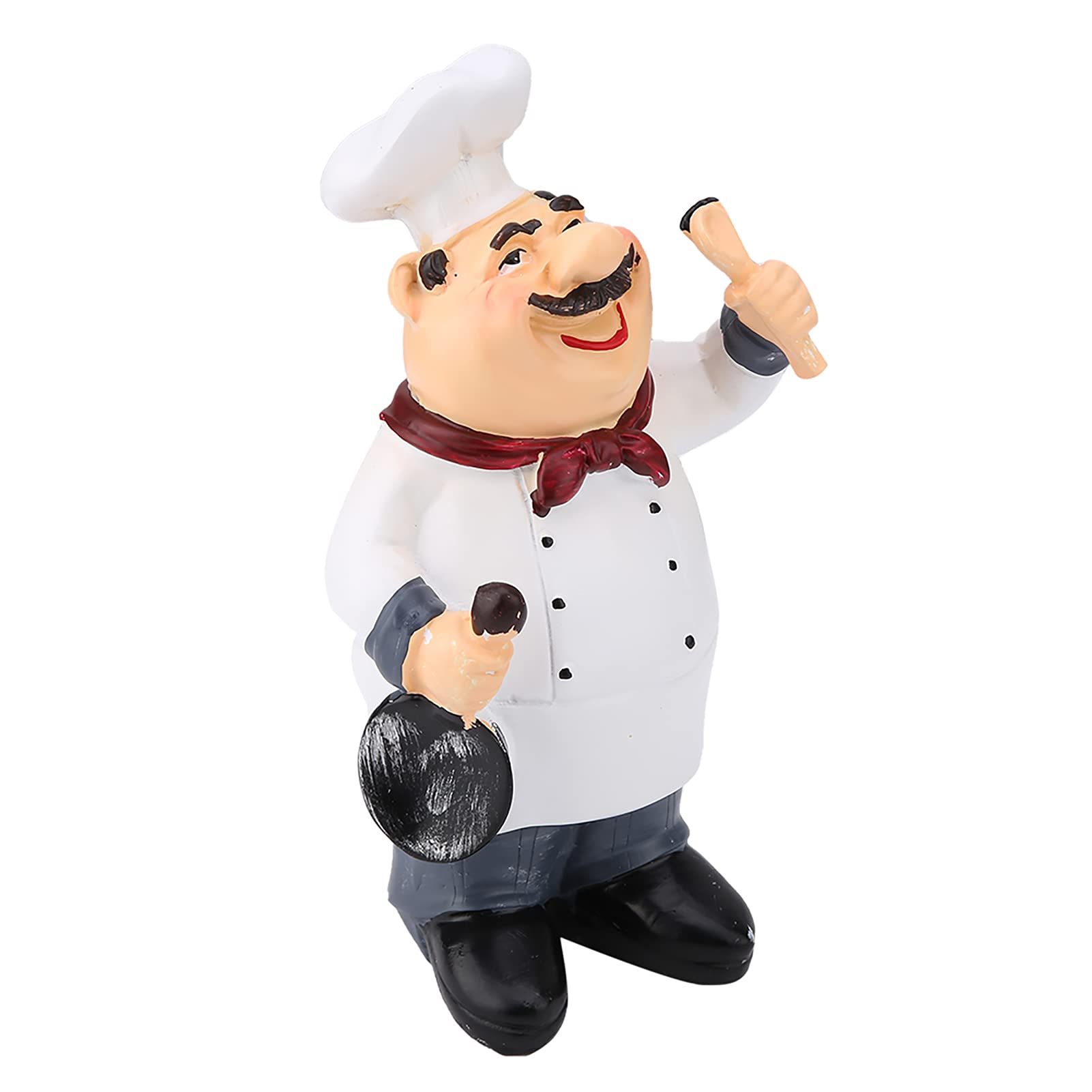 FTVOGUE Chef Figurines American Vintage Country Happy Chef Resin Figurine Home Restaurant Cafe Tabletop Decor Collectible Gifts(71110-04 chef holding spoon)