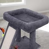 TWDEPART Small Cat Tree Indoor Activity Centre Grey with Scratching Board view 3