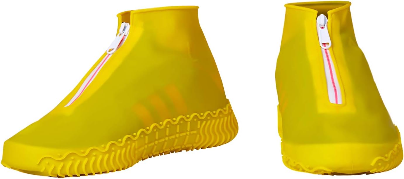 Silicone Waterproof Shoes Cover,Reusable No Slip Shoes Cover with Quick Put-on/Take-off Zipper For Outdoor Cycling and Garden,Washable Rain Boots For Kids,Toddler,Men and Women