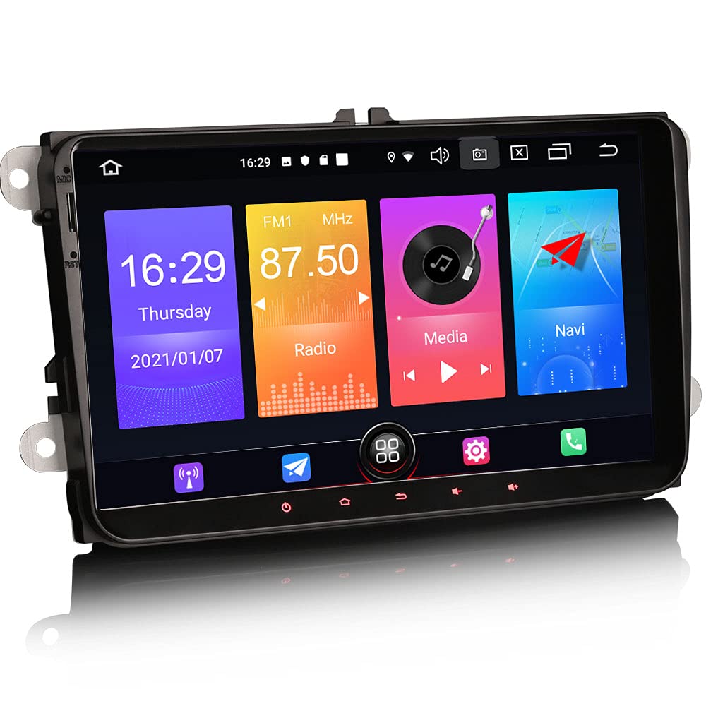 Erisin Android 10 Car Stereo Radio Sat Nav Wireless CarPlay DAB+ Bluetooth Wifi DVR OPS TPMS Android Auto Head Unit 9" Touchscreen GPS Navigation for VW Passat Golf 5/6 Polo Touran Tiguan Seat Altea
