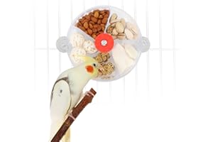 WONTEE Bird Creative Foraging System Wheel Seed Food Ball Rotate Training Toy for Small and Medium Parrots Parakeet Cockatiel Conure (Clear)