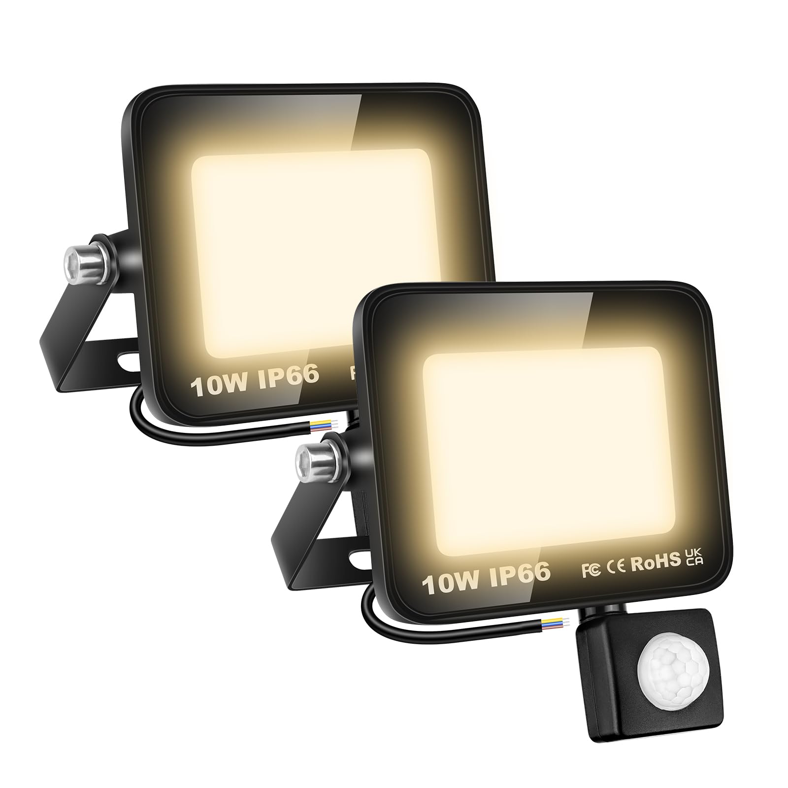 SKYWORLD 2Pcs Outdoor Security Light Motion Sensor, 10W 1000 Lumen LED Floodlights with PIR Sensor Outside Wall Light, 3000K Warm White Waterproof Lighting for Garden Garage Patio Backyard Rooftop — image 1