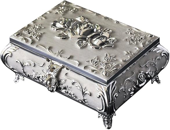GWM Caja de joyería Plateada Plata Antigua Personalizada - Plata: Amazon.es: Hogar
