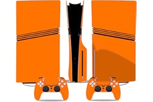 Full Skin Sticker for PS5 Pro Console Disc Edition Vinyl Skin Decal Cover for PS5 Pro Controller Solid Color (Orange)