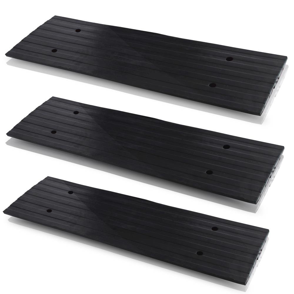 Pyle Car Driveway Adjustable Curb Ramps - 3 Pack Heavy Duty Rubber Threshold Ramp Kit Set - Also for Loading Dock, Garage, Sidewalk, Truck, Scooter, Bike, Motorcycle & Wheelchair Mobility - PCRBDR23