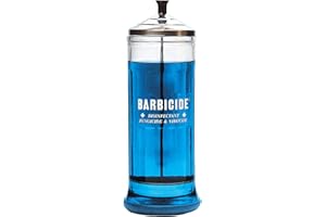 BARBICIDE Disinfecting Jar – Durable Glass Immersion Container with Stainless Steel Lid and Tray – Professional Salon, Spa & Barber Tool Sanitizer for Combs, Brushes & Implements - (Large - 37 Fl Oz)