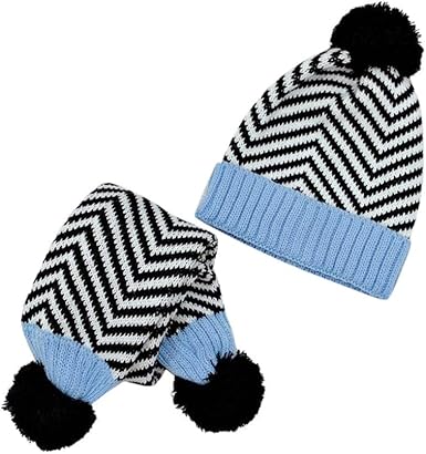 Susenstone Bonnet Fille Et Snood 1 5 Ans Hiver Chaud Pompon Tricot Chapeau Fille Garcon Enfant Cartoon Mignon A Rayures Echarpe Bonnets Amazon Fr Vetements Et Accessoires