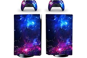 Vanknight Standard Digital Console Skin Controllers Sticker Decals Galaxy Space Compatible with PS5 Digital Console Purple