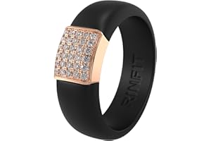 Rinfit Womens Silicone Wedding Ring - Engagement Ring for Women - Promise Rings for Her with Cubic Zirconia Stones - Patented Design