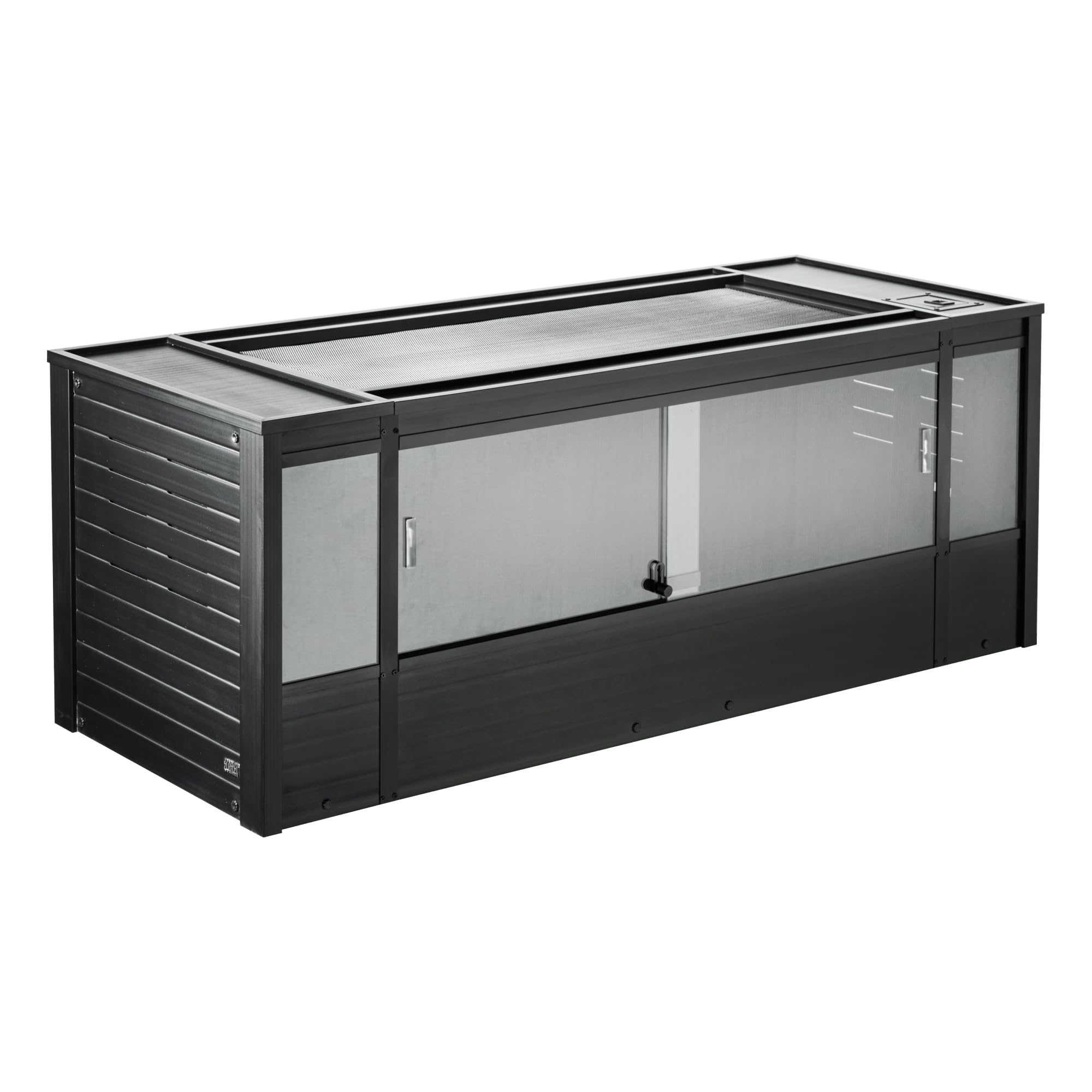 Photo 1 of ****BROKEN SIDE OF THE CAGE, PLEASE SEE PICTURES FOR REFERENCE****
New Age Pet ECOFLEX 60" Wide X-Large Reptile Habitat, Mojave Lounge for Snakes, Tortoises & Lizards in Maple, Black & Grey, Easy Assembly, Sliding Glass Doors & Mesh Top