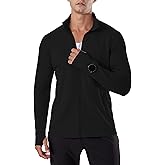 Locachy Men's Lightweight Quick Dry Athletic Jacket Full Zip Stand Collar Running Workout Performance Shirt