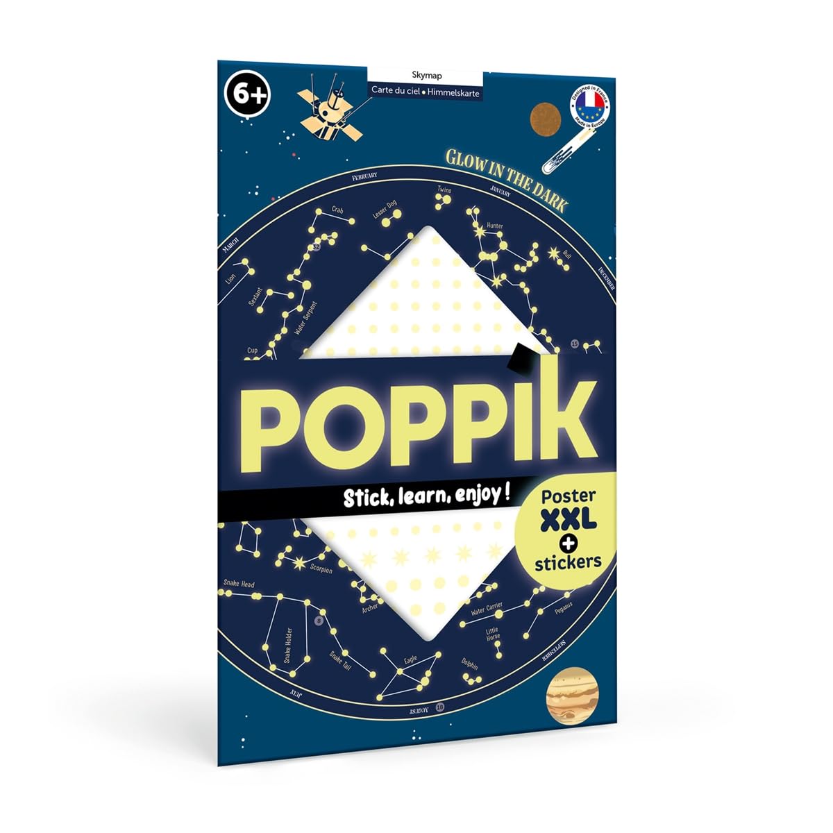 POPPIK,Large,Multicoloured, DIS004 Discovery Sticker Kit Skymap - for Ages 7 and Above. Fun, Educational Poster Kit for Kids