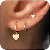 VRIUA 3 Pairs Gold Earrings Set - 14K Gold Plated Stacks Earring Bow Pearl Butterfly Heart Clover Star Moon Diamond Starburst Huggie Hoop Earrings for Women Trendy Jewelry