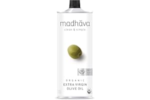 Madhava Organic Olive Oil, 1L Tin, 100% Pure, Single Source, Traceable, Cold Extracted, Non-Gmo, No Pesticides, Gluten Free, Vegan, Kosher, Extra Virgin, 33.8 Fl Oz