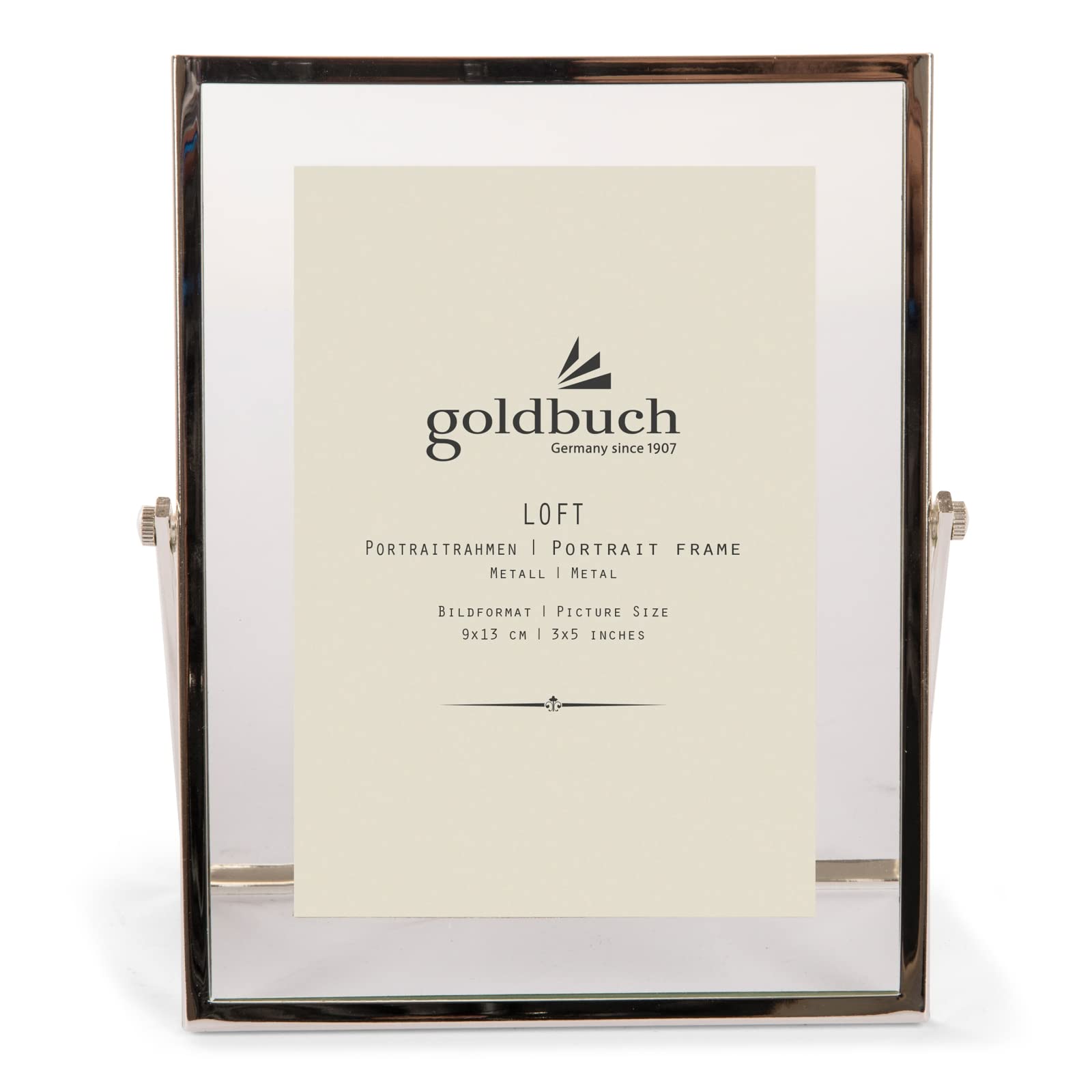 goldbuch Loft Metal Picture Frame with Stand, Portrait Frame for 1 Picture/Photo in 9 x 13 cm Format/Metal Picture Frame Approx. 14.2 x 17.2 x 1 cm Silver Frame 9 x 13 cm