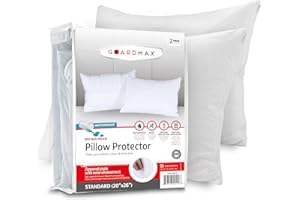 Guardmax Jersey Knitted Pillow Protector with Zipper Standard Size - 2 Pack -100% Waterproof, Bed Bug Proof, Dust Mite Proof, & Hypoallergenic Pillow Covers - Premium Zippered Pillow Cases. (20 X 26)