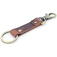 JJNUSA Genuine Leather Keychain Walnut Leather Key Holder Mens Belt Key Chain Ring Fob
