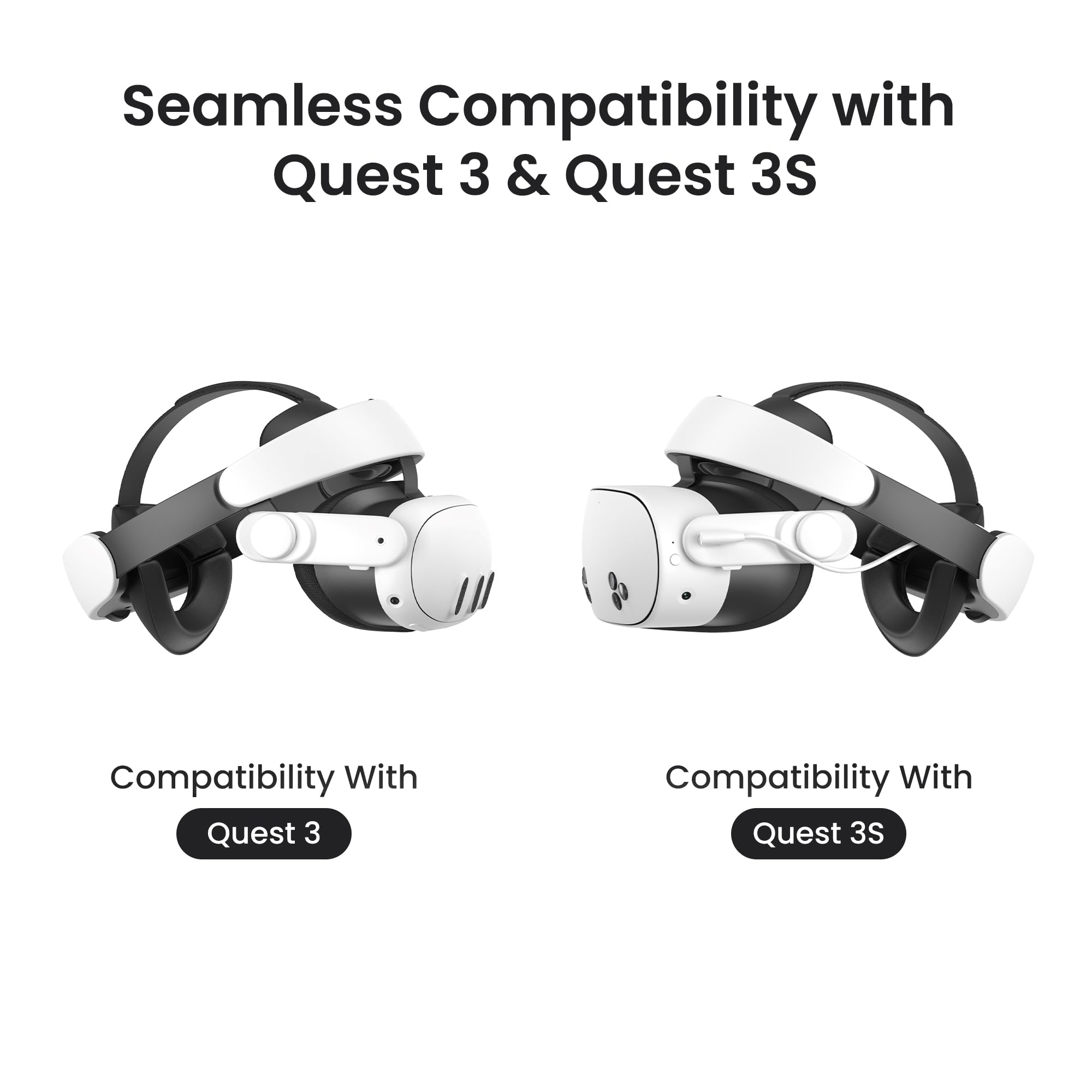 KIWI design H4 Boost Comfort Battery Head Strap Accessories for Meta/Oculus Quest 3/3S, Dual Fast Charge The VR Headset and Battery Strap in 2.5h, Halo Strap Reduce Facial Pressure, Not for Quest 2