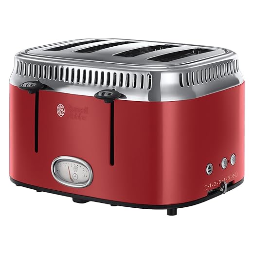 Russell Hobbs 21690-56 Tostador 4 Ranuras, Color Rojo, 2400 W ...