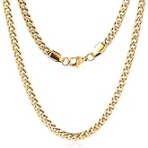 idudu 18k Yellow Gold Italian 3.0mm Franco Link Chain Necklace for Men Women Unisex 16"-24"