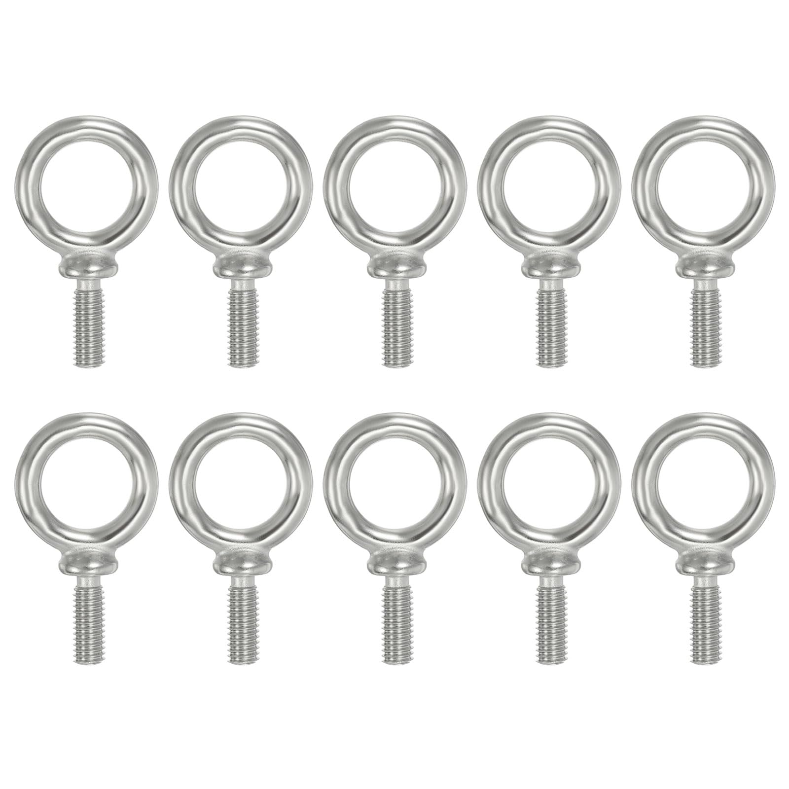 PATIKIL Lifting Eye Bolts UNC3/8"-16, 10 Pcs 316 Stainless Steel Marine Grade Machinery Shoulder Lifting Ring Threaded Eyebolt for Hanging Tie Down Strap, Silver