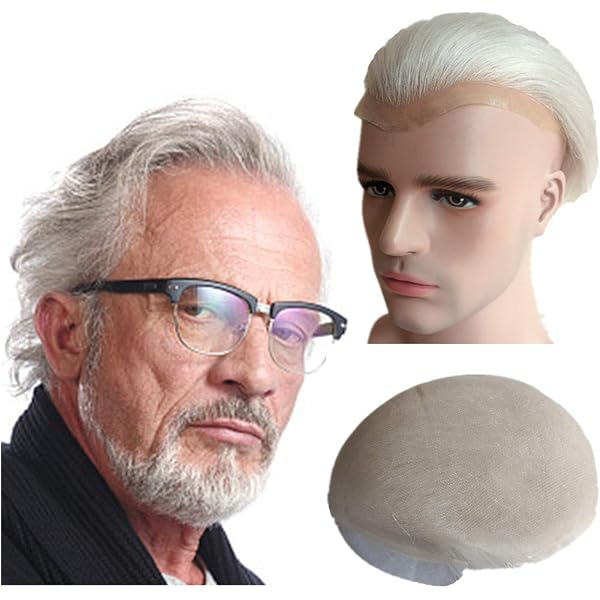 Rubyonly Herren Toupet Blond Farbe 613 – Remy Echthaar-Perücke, 10x8 Zoll, Haut PU