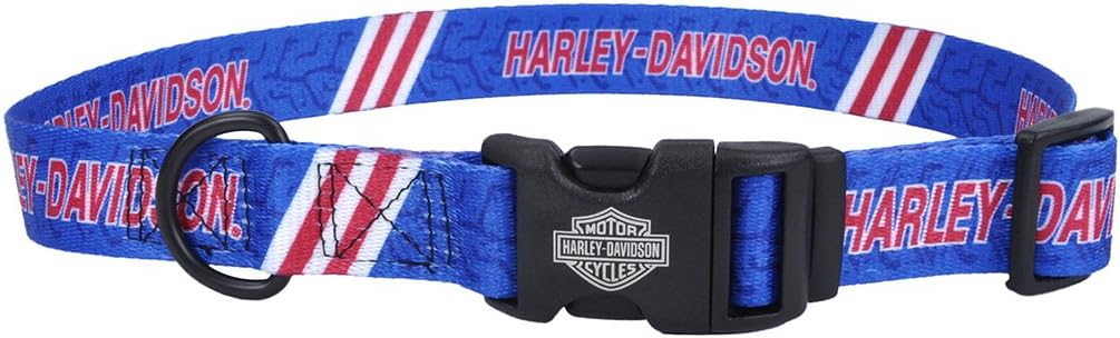 Harley-Davidson 18-26" Adjustable Tire Tracks Dog Collar 1" Wide