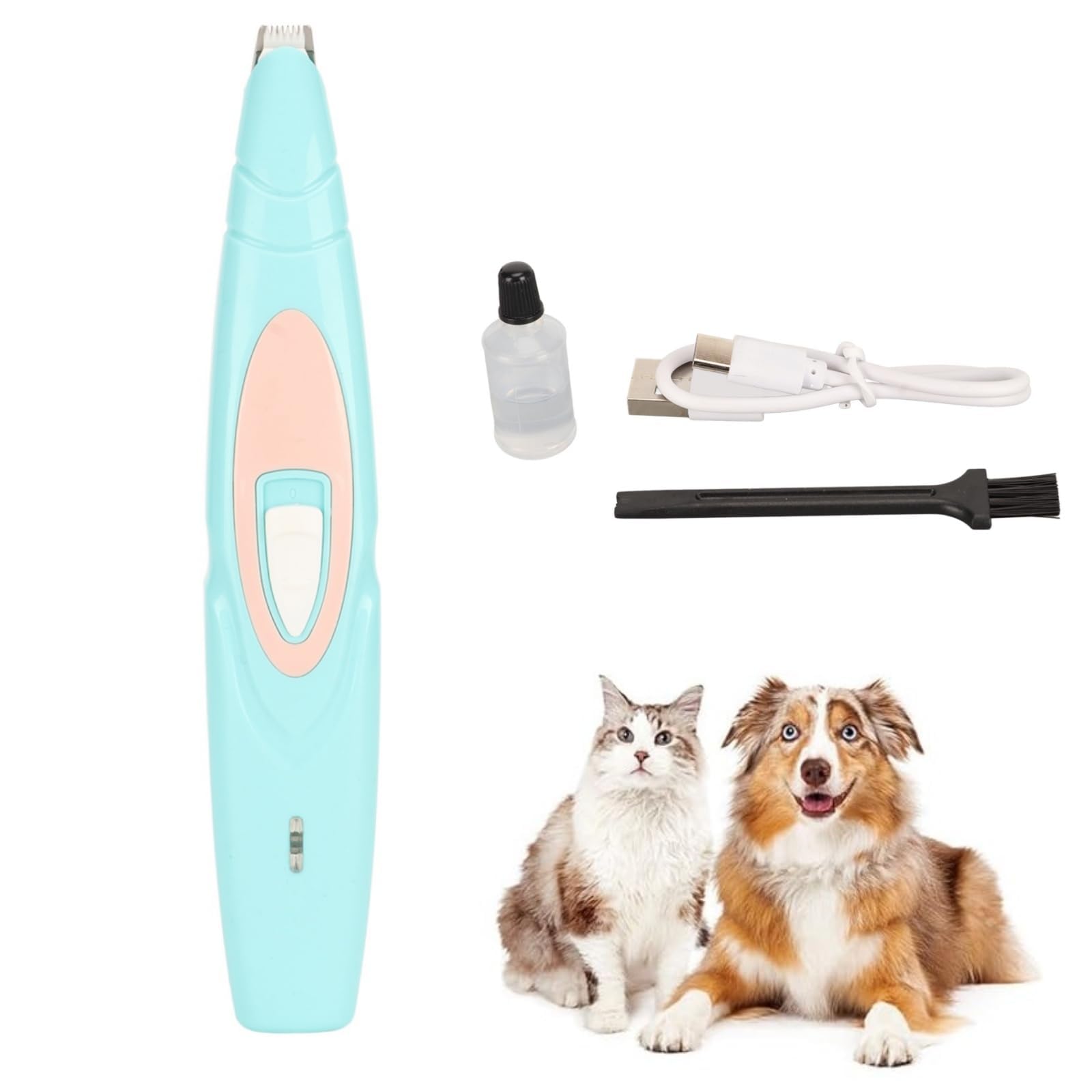 Dog Paw Trimmer, Cordless Cat Paw Trimmer Low Noise Electric Dog Hair Clipper Around Paws Eyes Ears Face Safety Pet Grooming Trimmer for Dogs Cats Dog Grooming Clipper (Blue)