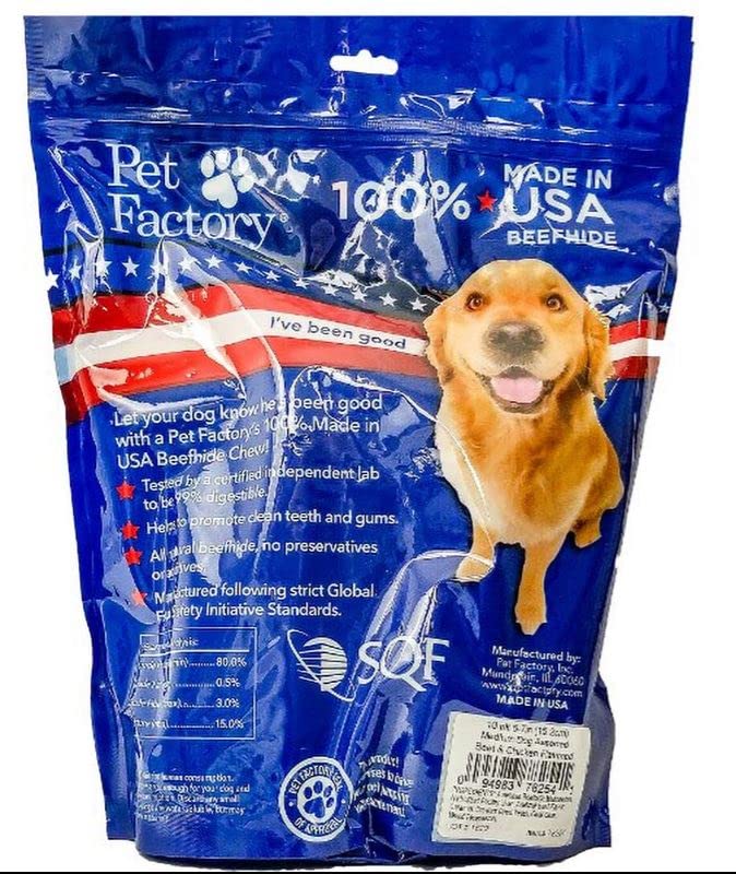 Pet Factory 100 Made in USA Beefhide Assorted Dog Chews (5 Bones, 5