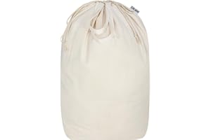 CALACH Canvas Laundry Bags with Handles & Square Base 13.8"x 13.8", Large Heavy Duty Laundry Basket Hamper Liner, College Dorm Washable Drawstring Cotton Dirty Clothes Bag (Beige,1 Pack)