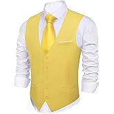 Barry.Wang Mens Formal Herringbone Vest Plaid Leisure V-neck Slim Fit Waistcoat for Party Prom Wedding