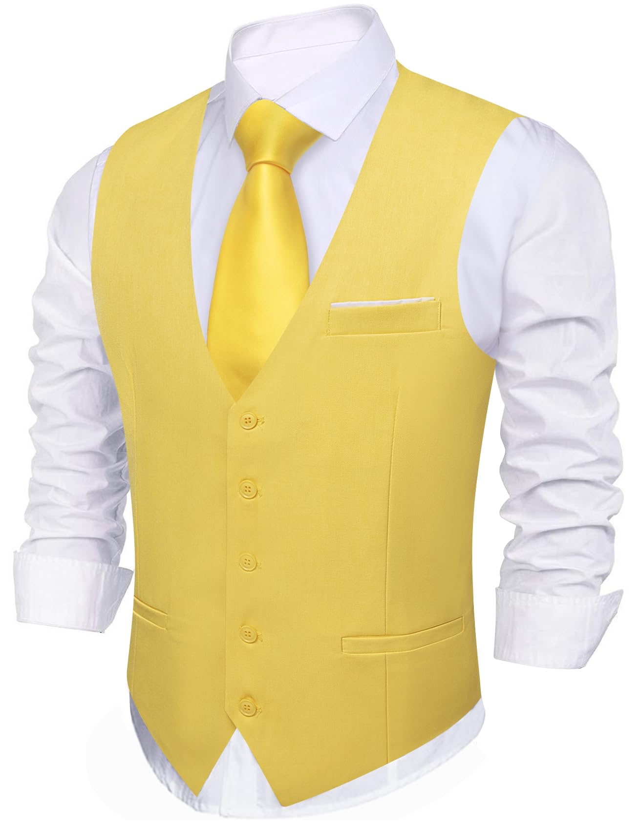 Barry.Wang Mens Yellow Vest Formal/Leisure V-neck