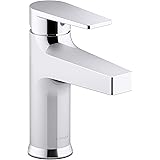 Kohler 74013-4-CP Taut Bathroom Sink Faucet, 1 Hole, Single-Handle Bathroom Faucets with Pop-Up Drain, 1.2 gpm, Polished Chro