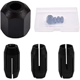 SPEEDWOX 4 Pack CN1 Replacement Collet and Nut Kit 3 Collets (1/8-inch, 5/32-inch, 1/4-inch) and 1 Nut for Spiral Saw Tools and Drywall Cut Out Tools Compatible with All RotoZip with Storage Box