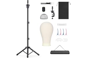 Retbtnm Wig Stand with Head 50 Inches, Wig Head Stand with 22 Inches Mannequin Head, Height Adjustable Metal Tripod Wig Stand, Manikin Head Set for Wigs Display Making Hair Weave and Styling