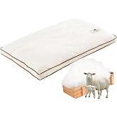 YOUR MOON Soft Natural Wool Pillow Queen Size, Flat &amp; Thin Wool Pillow for Sleeping, Soft Breathable Cotton Cover, Low-Loft Bed Pillows for Stomach and Back Sleepers(Off White)