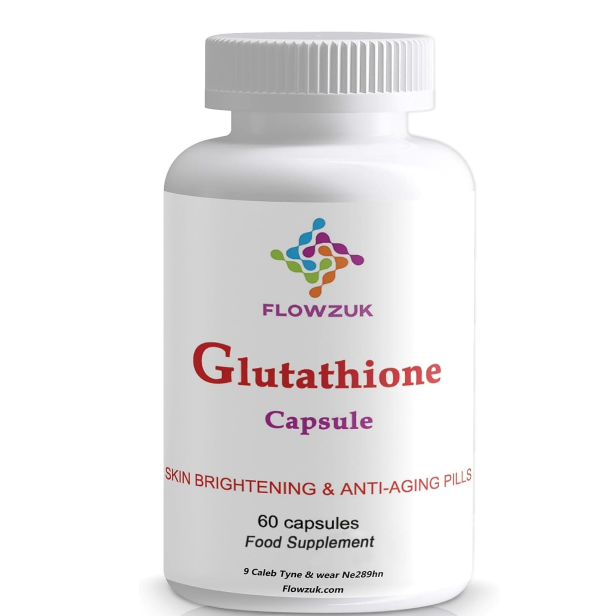 Flowzuk Glutathione Reduced Capsules - 500mg Amino Acid Supplements with Collagen & Vitamin C - Vegan Friendly Glutathione Capsules for 2 Month Supply - Fast Release & High Purity - 60 Softgels