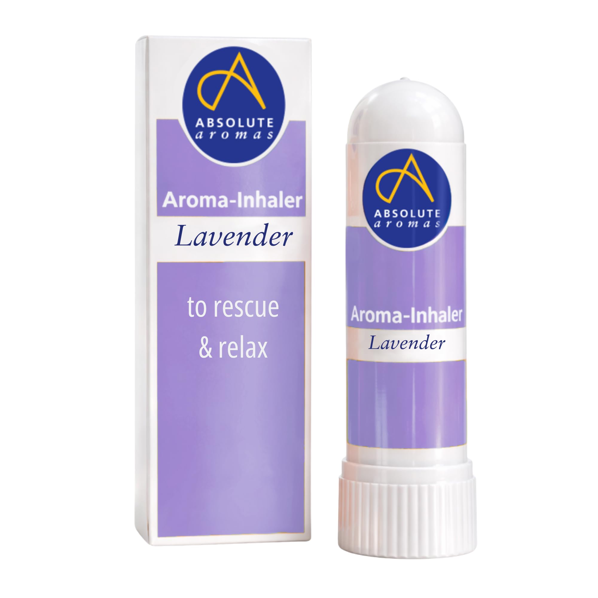 Absolute Aromas Lavender Aroma Inhaler with 100% Pure, Natural French Lavender Essential Oil - A Light Calming Aroma to Soothe and Balance - Gentle Nasal Inhaler