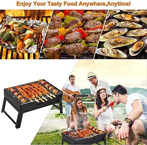Uten Barbecue Portable en Acier Inoxydable à Charbon de Bois pour Barbecue ou Camping - Petit - Noir