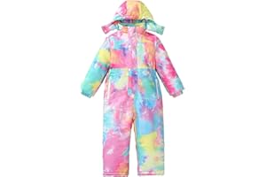 Boys Girls One Piece Snowsuits Kids Snow Suit Colorful Waterproof Winter Outdoor Overalls Insulated Snowboarding Ski Suit