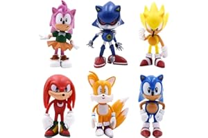 ROCFAR Sonic Action Figures,Sonic Toys,2.38 inches Tall Sonic Toys The Hedgehog Toys,Perfect Kids Gifts (Pack of 6)