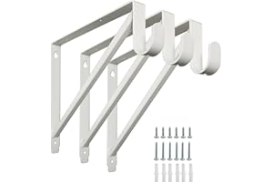 HOMYDOM Heavy Duty Closet Shelf and Rod Brackets (White, 3 Pack)