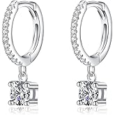SLUYNZ Solid 925 Sterling Silver CZ Hoop Earrings for Women Teens Small CZ Hoop Earrings Huggie Drop