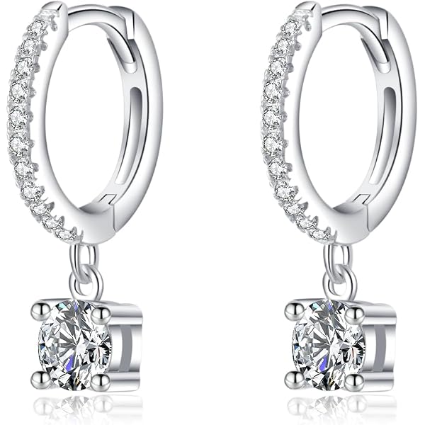 Pendientes De Aro Con Cruz De Plata De Ley 925 SLUYNZ - Pequeños, Con Circonita, Para Mujeres Y Niñas