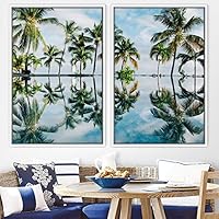 2 Piece Framed Canvas Wall Art Palm Tree Canvas Prints Home Artwork Decoration for Living Room,Bedroom - 16