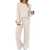 LILLUSORY Womens Lounge Sets 2 Piece Matching Pajamas Fall Fashion 2026 Ribbed Knit Outfits Long Sleeve Casual Sweatsuits