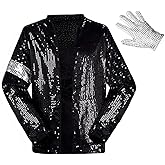 Personalize custom Mens Sequin Jacket Dance Top Costume with Glove