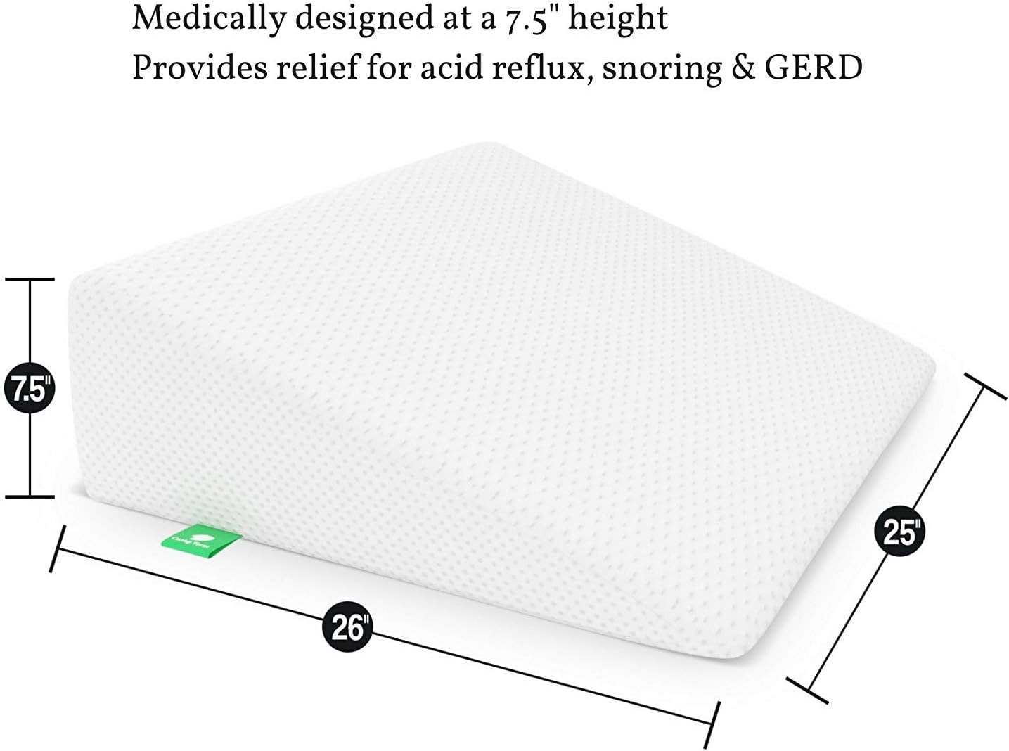 Wedge Pillow for Sleeping - 7.5 Inch Memory Foam Bed Wedge for Sleeping, Reading, Post Surgery & Leg Elevation - Triangle Pillow with Washable Cover 26x25x7.5 inch: Home & Kitchen
