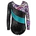 HOZIY Long Sleeve Leotards for Girls Gymnastics Dance 9-10 Shiny Colorful Ribbons Pink